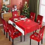 Christmas printed tablecloth, chair cover, waterproof, oil resistant, festive decoration, dining table cloth, chair cover, universal household use