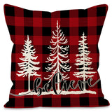 Christmas Pillowcase Linen Red Black Checkered Letter Printed Pillow Cover Holiday Living Room Decoration