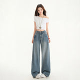 Women's Wide-Leg Niche Water-Washed Floor-Length Straight Pants