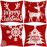 Red Snowflake Deer Pillow Cover Christmas Tree Cushion Cover Home Decoration Pillow Cover Combination