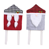 Christmas Decorations Checkered Forest Elderly Chair Cover Faceless Doll Chair Cover Cartoon Chair Cover Backrest
