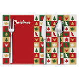 Christmas Plaid Meal Mat Linen Christmas Tree Snowman Printed Table Mat Holiday Party Decoration Insulation Mat
