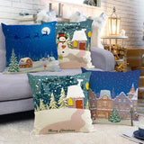Christmas snowman linen pillowcase Christmas tree printed pillowcase bedroom sofa decorative cushion cover
