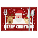 Cartoon Christmas Mat Holiday Party Table Decoration Thermal Insulation Mat White Hemp Printed Table Mat