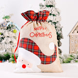 Christmas decoration grid sticker embroidered large cloth bag, children's holiday gift bag, candy bag