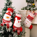 Christmas Decorative Socks 3D Elderly Elk Knitted Socks Children's Gift Bag Red Christmas Socks
