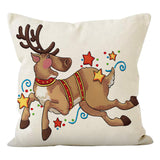 Christmas reindeer print pillow cover linen pillowcase home holiday sofa decoration