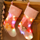Christmas Decoration Christmas Socks Pink Glowing Rudolf Christmas Socks Children's Festival Gift Bag