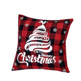 Christmas decoration red linen checkered Christmas square pillow cover sofa cushion cover without pillow core