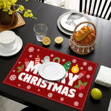 Cartoon Christmas Mat Holiday Party Table Decoration Thermal Insulation Mat White Hemp Printed Table Mat