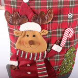Christmas decoration red checkered snowman Santa Claus backrest cover creative linen chair backrest cover