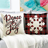 New Christmas Snowflake Grid Pillow Cover Linen Christmas Deer Print Pillow Cover Holiday Sofa Decorative Cushion