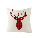Christmas Pillow with Red Letter Elk Printed Cushion Cover and Linen Pillow Cover