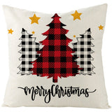 Christmas Pillow Cover Red Black Grid Christmas Sofa Cushion Cover Linen Nordic Pillow Cover