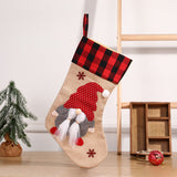 Christmas Socks Pendant Faceless Elderly Checkered Christmas Socks Gift Bag Christmas Decorations