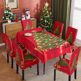 Christmas printed tablecloth, chair cover, waterproof, oil resistant, festive decoration, dining table cloth, chair cover, universal household use