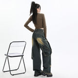 Women's High Waist Denim Pants Loose Design Sense Leg Wide Leg Pants