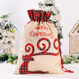 Christmas decoration grid sticker embroidered large cloth bag, children's holiday gift bag, candy bag