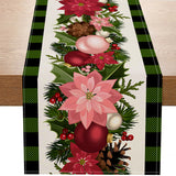 Christmas plaid linen table flag floral ball printed tablecloth entrance small tablecloth living room counter decoration tea flag