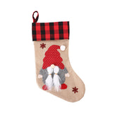 Christmas Socks Pendant Faceless Elderly Checkered Christmas Socks Gift Bag Christmas Decorations