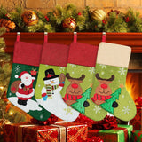 Christmas Socks Gift Bag Linen Santa Claus Embroidery Christmas Socks Christmas Gifts Christmas Pendants
