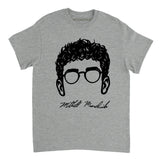 Sport Grey Cael Sanderson Wearing Mitchell Mesenbrink Signature Shirt featuring a black minimalist graphic of glasses and curly hair