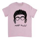 Light Pink Cael Sanderson Wearing Mitchell Mesenbrink Signature Shirt featuring a black minimalist graphic of glasses and curly hair