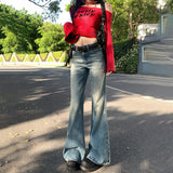 Women's High-Waisted Spicy Girl Flare Jeans Slimming Floor-Length Pants