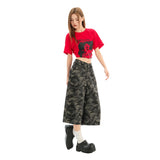 Women's Loose Drape High Waist Wide Leg Workwear Denim Capri Pants