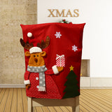 Christmas Restaurant Creative Red Chair Bag Santa Claus Cane Snowman Elk Red Chair Back Cover