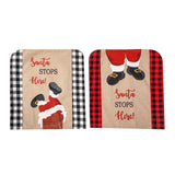 Christmas decoration, printed chimney, elderly chair cover, red and black checkered chair cover, backrest decoration