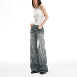 Women's Pants Leopard Print Design Wide Leg Jeans Clean Fit Loose Casual Straight Leg Trousers