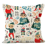 Cartoon Christmas Snowman Pillow Cover Holiday Sofa Decoration Cushion Cover Living Room