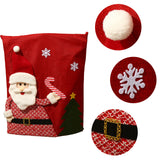 Christmas Restaurant Creative Red Chair Bag Santa Claus Cane Snowman Elk Red Chair Back Cover
