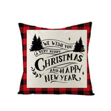 Christmas Pillow Cover Red Black Grid Christmas Sofa Cushion Cover Linen Nordic Pillow Cover