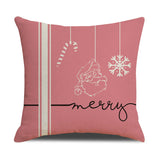 Pink cartoon Christmas linen pillowcase, sofa cushion, home goods pillowcase