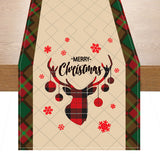 Santa Claus checkered white linen table flag geometric Christmas tree printed tablecloth decoration tablecloth tea flag