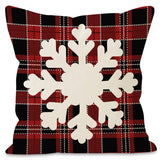 New Christmas Snowflake Grid Pillow Cover Linen Christmas Deer Print Pillow Cover Holiday Sofa Decorative Cushion