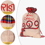 Christmas decoration grid sticker embroidered large cloth bag, children's holiday gift bag, candy bag