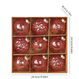 Christmas decorations 8cm/9PCS transparent PET painted Christmas ball gift box set Christmas tree pendant