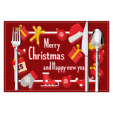 Cartoon Christmas Mat Holiday Party Table Decoration Thermal Insulation Mat White Hemp Printed Table Mat