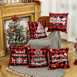 Christmas decoration red linen checkered Christmas square pillow cover sofa cushion cover without pillow core