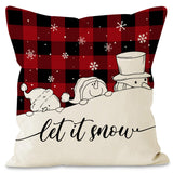 Christmas Pillowcase Linen Red Black Checkered Letter Printed Pillow Cover Holiday Living Room Decoration