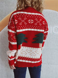 Knitted Christmas Tree Cartoon Jacquard Holiday New Year Sweater