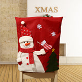 Christmas Restaurant Creative Red Chair Bag Santa Claus Cane Snowman Elk Red Chair Back Cover