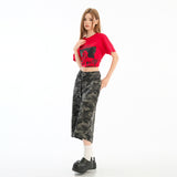 Women's Loose Drape High Waist Wide Leg Workwear Denim Capri Pants