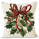 Green Christmas Pillow Cover Linen Printed Pillow Cover Holiday Living Room Bedroom Decoration Cushion Cover