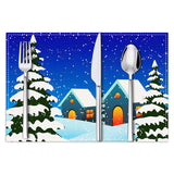 Christmas placemat white hemp Christmas scenery print home table mat living room dining table coaster
