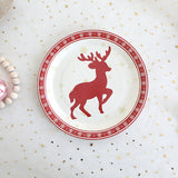 Christmas Decoration Elk Theme Disposable Meal Plate Party Utensils Set Paper Cups Paper Plates Tissue Papers