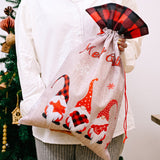 Christmas New Checkered Edge Imitation Linen Cartoon Printed Forest Elderly Gift Bag Creative Gift Storage
